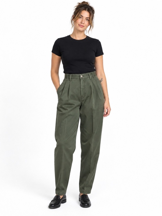 Hunt Club Pants - 90s Pleated Trousers 12 Olive High Waist Tailored Menswear Vintage Hunt Club